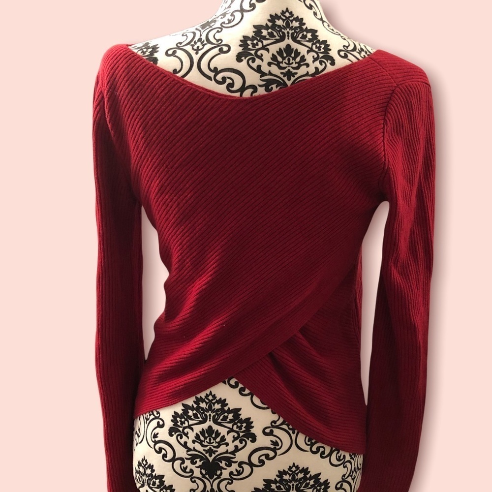 Aritzia Babaton Kitano Sweater wool-linen blend in Red - Picture 3 of 4